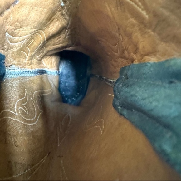 Lucchese Ostrich Leather Two Tone Green Western Cowgirl Boots Women’s Size 7 B - Picture 11 of 14